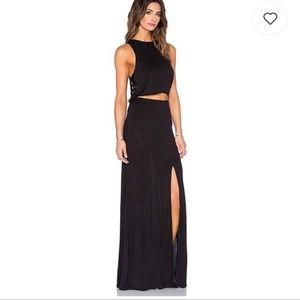 Amuse Society Rivea Long Maxi Dress Black Fringes Resort NWOT